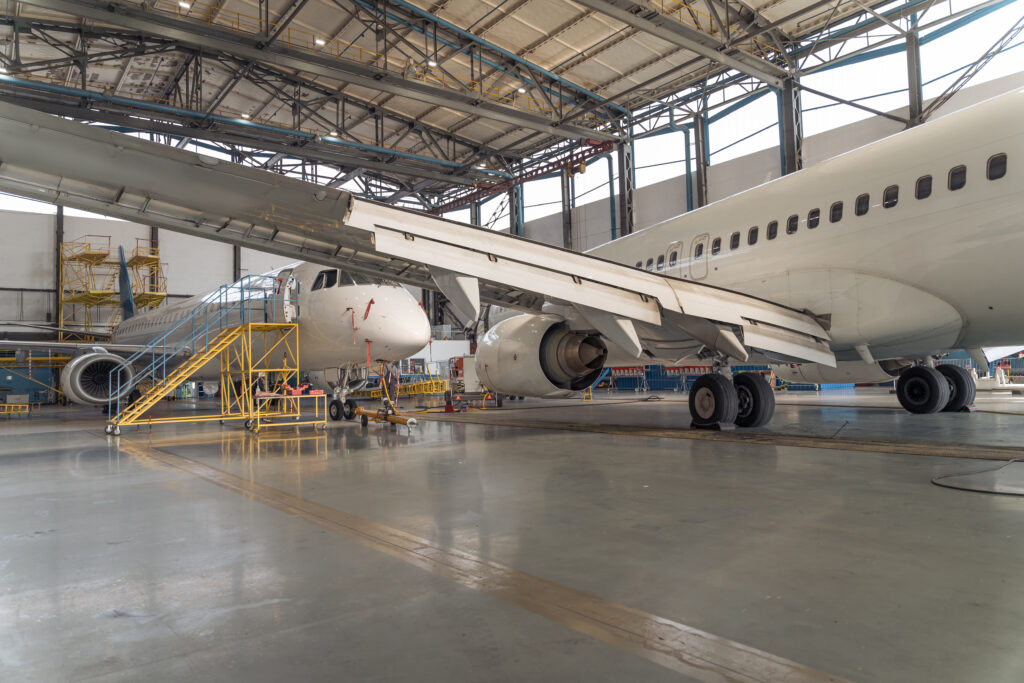 Aircrafts in hangar